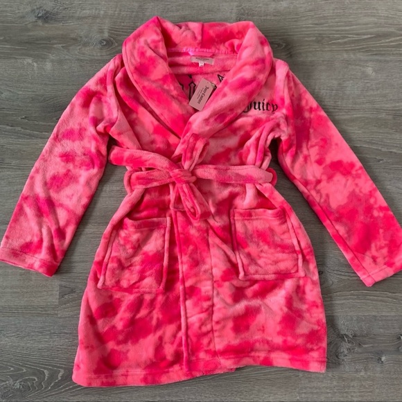 Juicy Couture Hot Pink Tie-Dye Fleece Robe - Picture 4 of 8